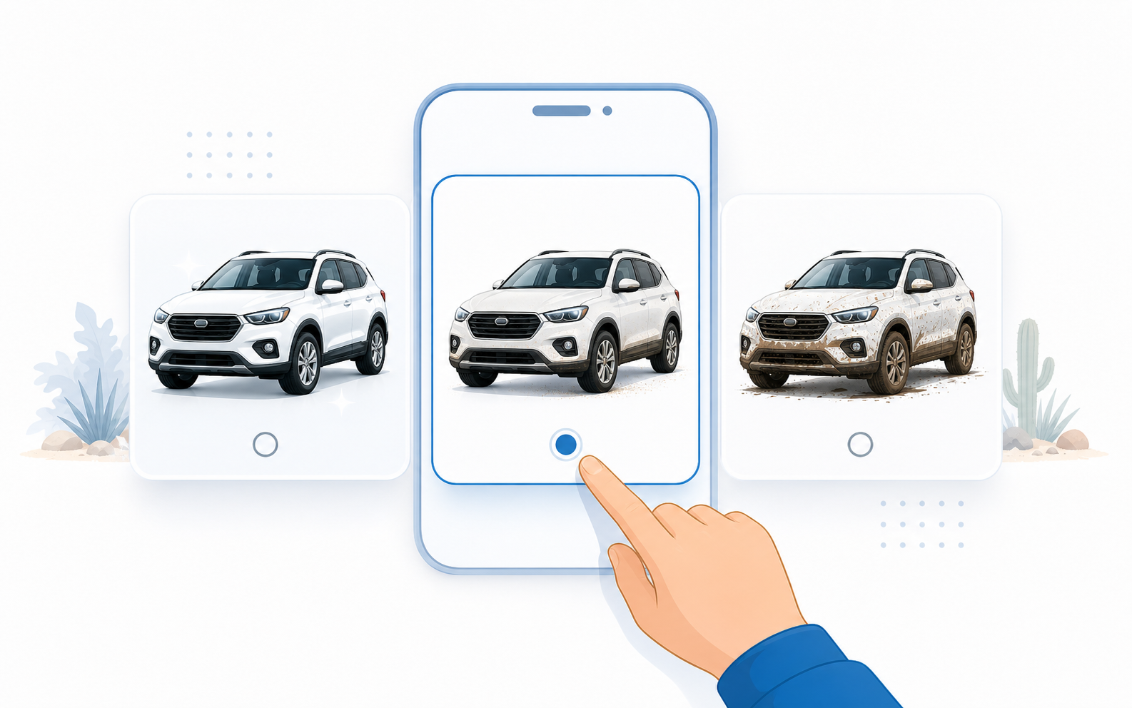 Illustration of clean moderate and dirty vehicle condition choices